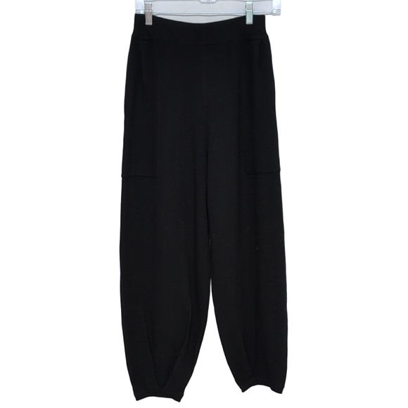 Elegant Black Net Gaucho Boho Barrel Pants, Size Medium. EUC - Picture 2 of 8